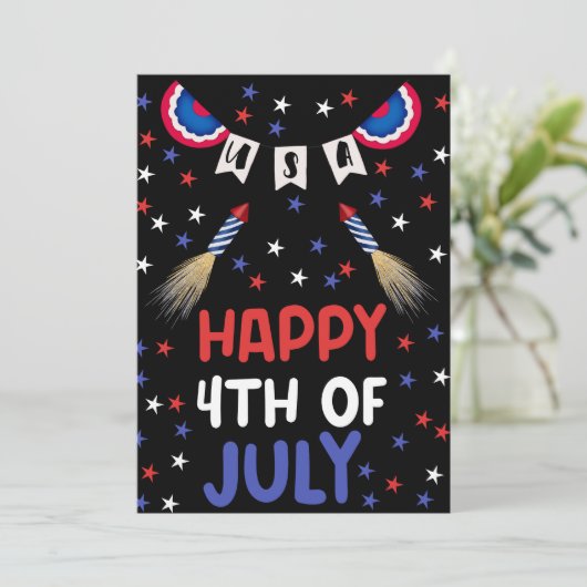 Fijne vierde juli Amerikaanse Onafhankelijkheidsda Kaart (Staand voorkant)