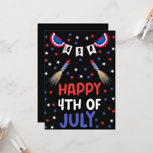 Fijne vierde juli Amerikaanse Onafhankelijkheidsda Kaart (Voorkant / Achterkant in situ)