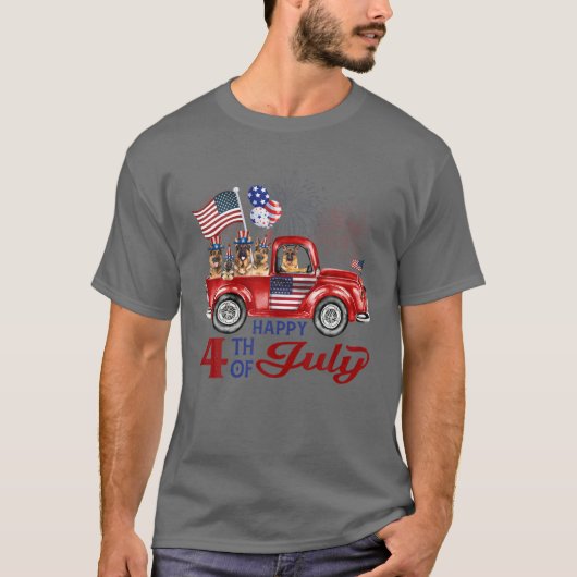 Fijne vierde juli Duitse herder Shepherd T-shirt (Voorkant)