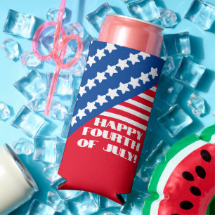 "Fijne vierde juli." Grappig citaat. Zomerfeest Seltzer Blikjeskoeler