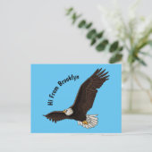 Fijne vliegende kale cartoon illustratie briefkaart (Staand voorkant)