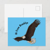 Fijne vliegende kale cartoon illustratie briefkaart (Voorkant / Achterkant)