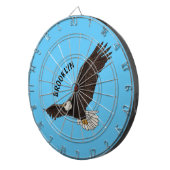 Fijne vliegende kale cartoon illustratie dartbord (Voorkant Rechts)