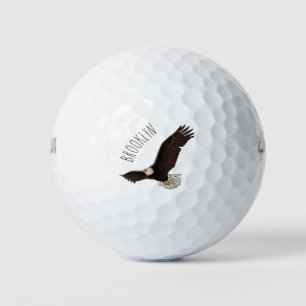 Fijne vliegende kale cartoon illustratie golfballen
