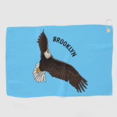 Fijne vliegende kale cartoon illustratie golfhanddoek (Horizontaal)