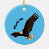 Fijne vliegende kale cartoon illustratie keramisch ornament (Achterkant)