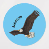 Fijne vliegende kale cartoon illustratie labels (Design 1)