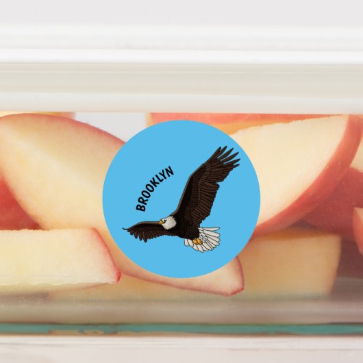 Fijne vliegende kale cartoon illustratie labels (Aangebracht)