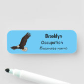 Fijne vliegende kale cartoon illustratie naamplaatje (In situ)