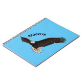 Fijne vliegende kale cartoon illustratie notitieboek (Linkerzijde)