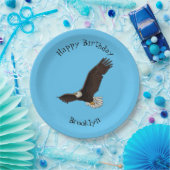 Fijne vliegende kale cartoon illustratie papieren bordje (Feest)