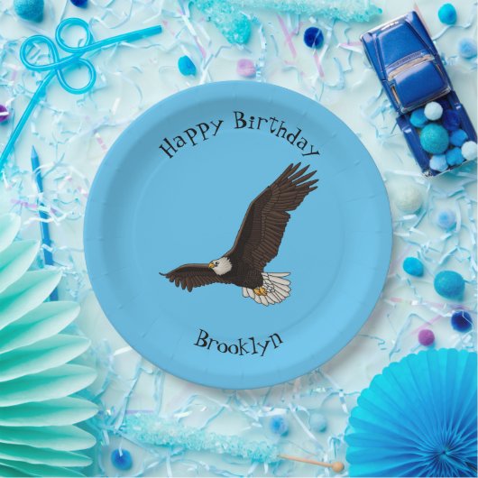 Fijne vliegende kale cartoon illustratie papieren bordje (Feest)