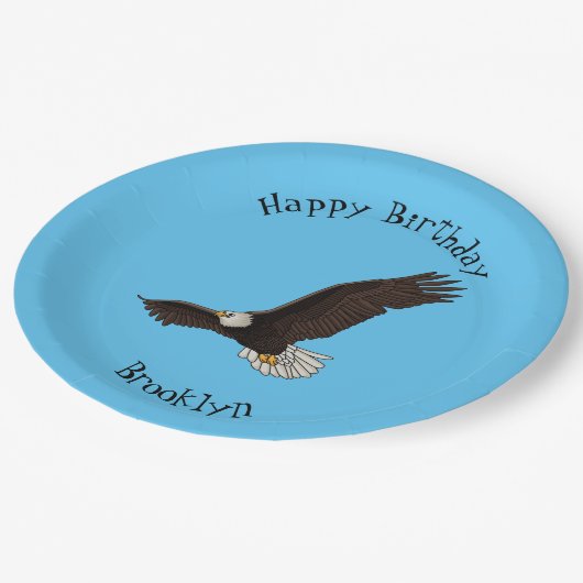 Fijne vliegende kale cartoon illustratie papieren bordje (Gekanteld)