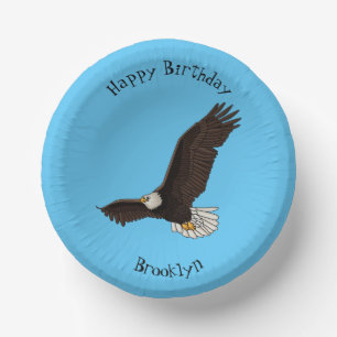 Fijne vliegende kale cartoon illustratie papieren kommen