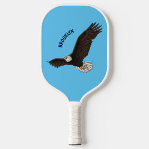 Fijne vliegende kale cartoon illustratie pickleball paddle
