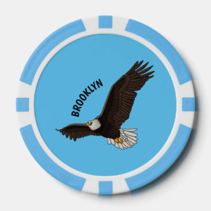 Fijne vliegende kale cartoon illustratie poker chips