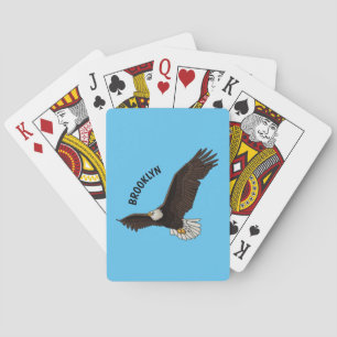 Fijne vliegende kale cartoon illustratie pokerkaarten