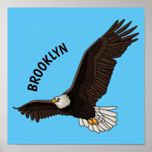 Fijne vliegende kale cartoon illustratie poster