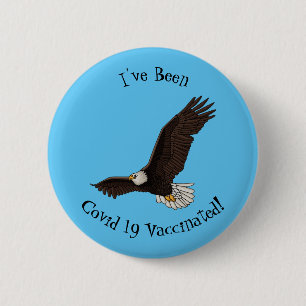 Fijne vliegende kale cartoon illustratie ronde button 5,7 cm