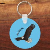 Fijne vliegende kale cartoon illustratie sleutelhanger (Voorkant)