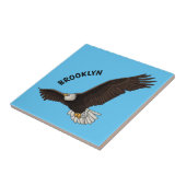 Fijne vliegende kale cartoon illustratie tegeltje (Zijkant)