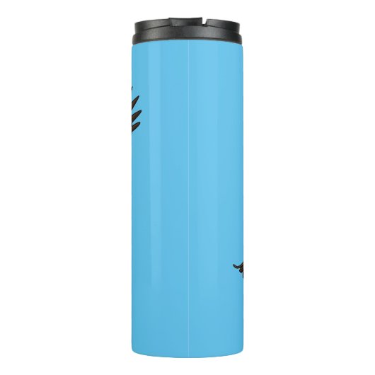 Fijne vliegende kale cartoon illustratie thermosbeker (Achterkant)