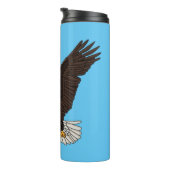 Fijne vliegende kale cartoon illustratie thermosbeker (Geroteerd rechts)