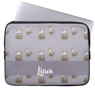 Fijne vossen op grijs laptop sleeve