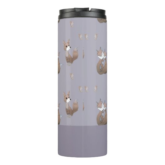 Fijne vossen op grijs thermosbeker (Achterkant)