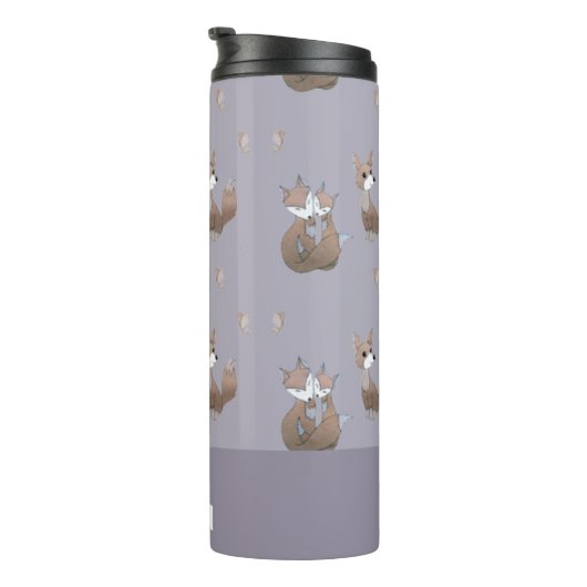 Fijne vossen op grijs thermosbeker (Geroteerd rechts)