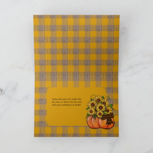 Fijne vriendschap! | Zonnebloemen pompoen Kaart (Binnen)