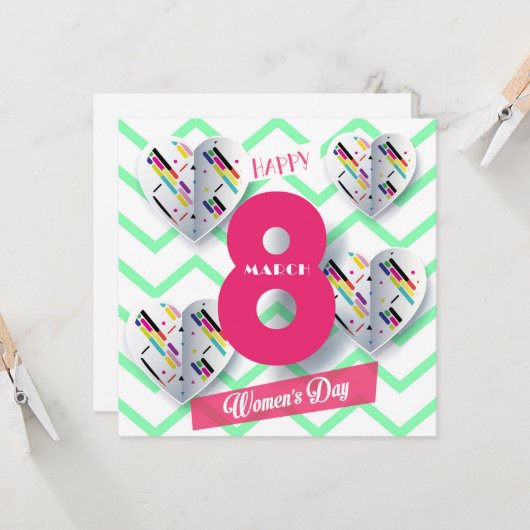 Fijne vrouwendag! 8 maart Internationale feestdag Kaart (Voorkant / Achterkant in situ)