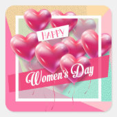 Fijne vrouwendag! 8 maart Internationale feestdag Vierkante Sticker (Voorkant)