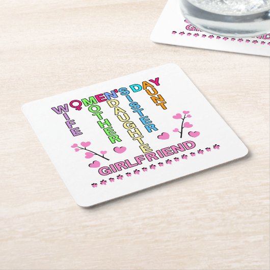 Fijne Vrouwendag Kartonnen Onderzetters (Schuin)