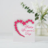 Fijne vrouwendag met bloem hart briefkaart (Staand voorkant)
