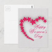 Fijne vrouwendag met bloem hart briefkaart (Voorkant / Achterkant)