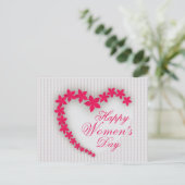 Fijne vrouwendag met bloem hart briefkaart (Staand voorkant)