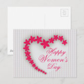 Fijne vrouwendag met bloem hart briefkaart (Voorkant / Achterkant)