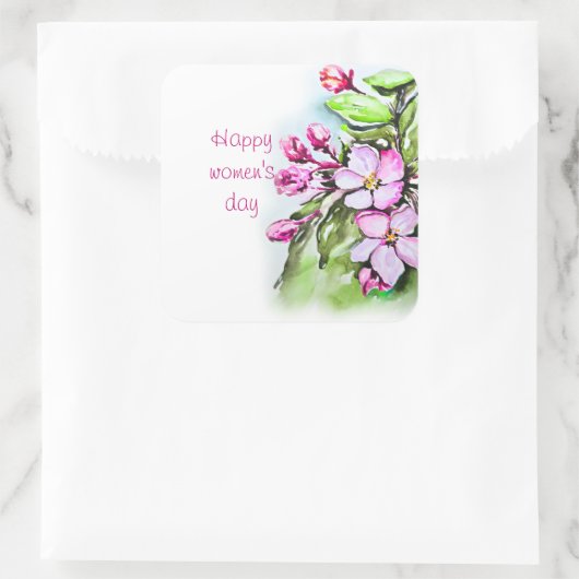 Fijne vrouwendag vierkante sticker (Tas)