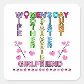 Fijne Vrouwendag Vierkante Sticker (Voorkant)