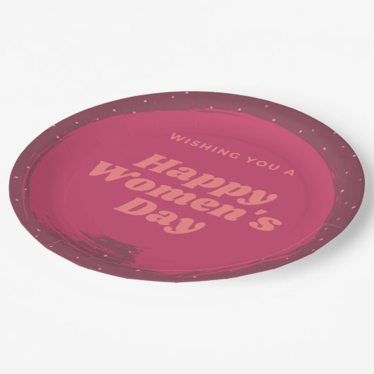 Fijne vrouwendag wenst rood papieren bordje (Gekanteld)