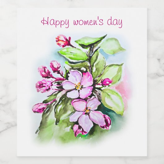 Fijne vrouwendag wijn etiket (Enkel label)