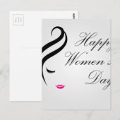 Fijne vrouwtjes dagkaart met gezicht van een dame briefkaart (Voorkant / Achterkant)