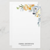 Fijne Waterverf Abrigade en Dusty Blue Floral Briefpapier (Voorkant / Achterkant)