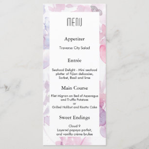 Fijne Waterverf Bloemen Bruiloft Design MENU