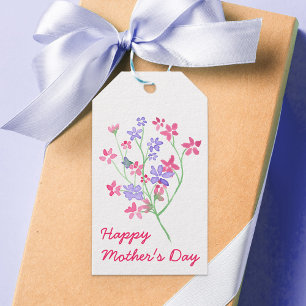Fijne Waterverf bloemen - Fijne Moederdag Cadeaulabel