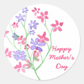Fijne Waterverf bloemen - Fijne Moederdag Ronde Sticker (Voorkant)