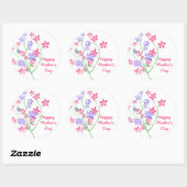 Fijne Waterverf bloemen - Fijne Moederdag Ronde Sticker (Vel)
