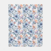 Fijne waterverf bloemenmotief in pastelkleur fleece deken (Voorkant)