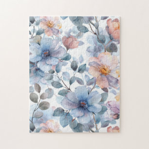 Fijne waterverf bloemenmotief in pastelkleur legpuzzel